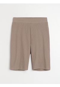 Sinsay - Prążkowane szorty kolarki z bawełną - brązowy. Kolor: brązowy. Materiał: prążkowany, bawełna #1