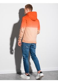 Ombre Clothing - Bluza męska z kapturem B1148 - jasnopomarańczowa - M. Typ kołnierza: kaptur. Kolor: pomarańczowy. Materiał: bawełna #3