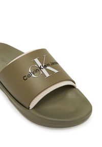 Calvin Klein Jeans Klapki Slide Rubber Neoprene Monologo YM0YM00361 Khaki. Kolor: brązowy #6