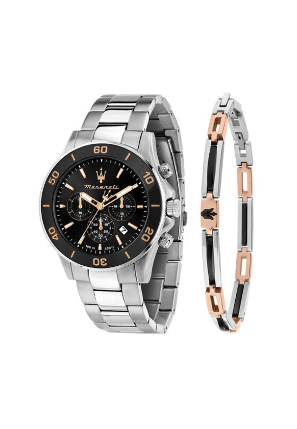 Maserati Zestaw zegarek i bransoletka Competizione Diver Chronograph Gift SET R8873600001 Srebrny. Kolor: srebrny