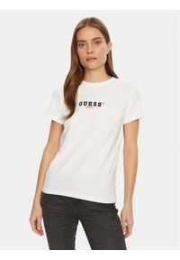 Guess Jeans T-Shirt W5RI54 J1314 Biały Regular Fit. Kolor: biały. Materiał: bawełna