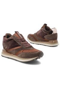 Hot Potatoes by Gioseppo - Brązowe Sneakersy Gioseppo Eleganckie Obuwie Damskie Na Koturnie. Okazja: na co dzień, na spacer. Zapięcie: sznurówki. Kolor: brązowy. Materiał: zamsz, tkanina, materiał. Obcas: na koturnie. Styl: elegancki #5