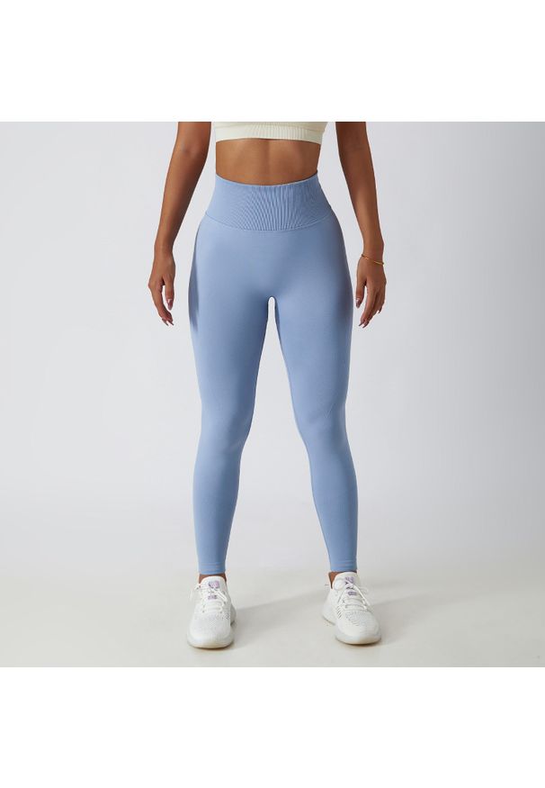 Intica - Legginsy treningowe modelujące sylwetkę z wysokim stanem Gulli. Stan: podwyższony. Kolor: niebieski. Materiał: tkanina. Sport: fitness