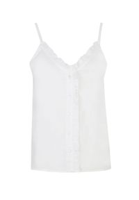 DRYWASH - Koszulka na ramiączkach z falbanką przy dekolcie. Kolor: biały. Długość rękawa: na ramiączkach #7