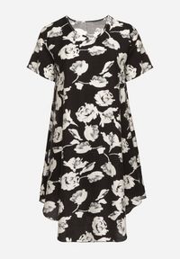 Born2be - Czarna Pudełkowa Wiskozowa Sukienka ze Wzorem Kwiatów Aranessa. Okazja: na co dzień. Kolor: czarny. Materiał: wiskoza. Wzór: kwiaty. Typ sukienki: proste. Styl: casual, elegancki, boho, klasyczny #5