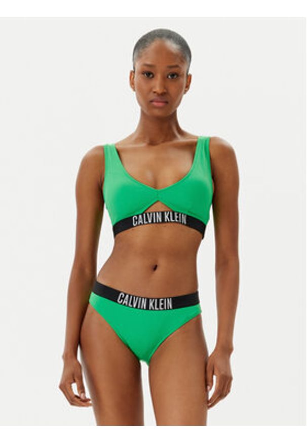 Calvin Klein Swimwear Dół od bikini KW0KW02856 Zielony. Kolor: zielony. Materiał: syntetyk