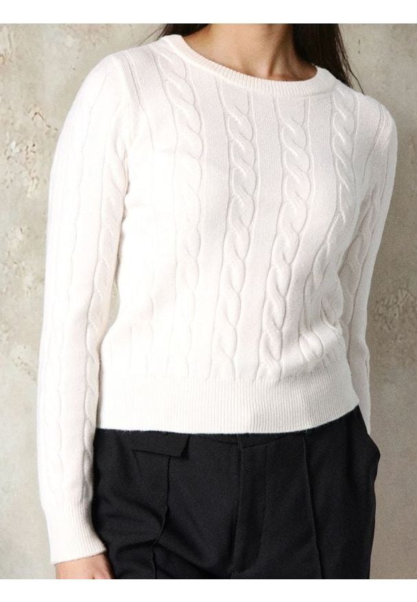 Sinsay - Strukturalny sweter - kremowy. Kolor: kremowy
