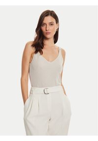 Morgan Top 232-DANIEL Écru Slim Fit. Kolor: kremowy. Materiał: syntetyk #1
