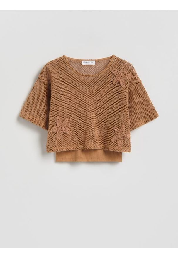 Reserved - Dwuwarstwowa koszulka - brązowy. Kolor: brązowy. Materiał: bawełna, dzianina