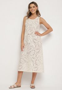 Born2be - Beżowa Szydełkowa Sukienka z Bawełny w Stylu Boho Baniretia. Okazja: na spacer, na imprezę, na co dzień. Kolor: beżowy. Materiał: bawełna. Styl: boho #1