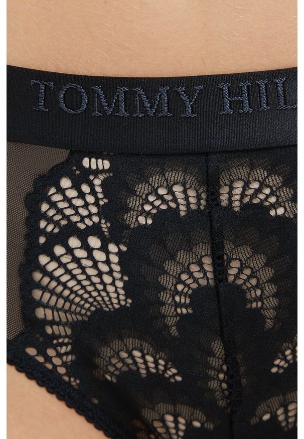 TOMMY HILFIGER - Tommy Hilfiger figi kolor czarny z koronki. Kolor: czarny. Materiał: koronka. Wzór: koronka