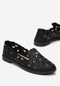 Born2be - Czarne Balerinki Telemeni. Wysokość cholewki: przed kostkę. Nosek buta: okrągły. Zapięcie: bez zapięcia. Kolor: czarny. Szerokość cholewki: normalna. Wzór: ażurowy, aplikacja. Obcas: na płaskiej podeszwie. Styl: boho #6