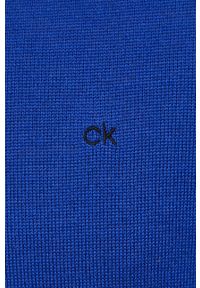 Calvin Klein - Sweter wełniany. Okazja: na co dzień. Kolor: niebieski. Materiał: wełna. Długość rękawa: długi rękaw. Długość: długie. Styl: casual #4