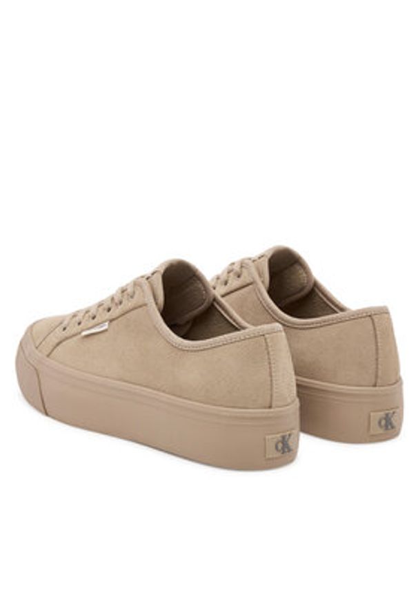 Calvin Klein Sneakersy Vulc Flatf Lace Up Sue/Wl Ck YW0YW02000 Beżowy. Kolor: beżowy. Materiał: zamsz, skóra