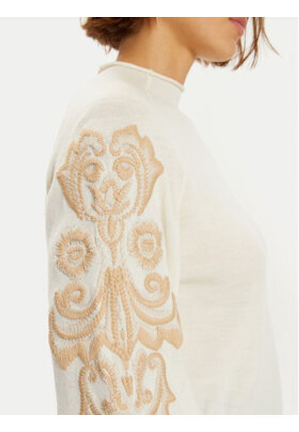Luisa Spagnoli Sweter Minucias 58569 Écru Regular Fit. Materiał: wełna