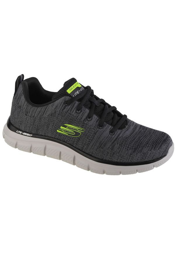 skechers - Buty do chodzenia męskie Skechers Track Front Runner. Zapięcie: sznurówki. Kolor: szary. Materiał: syntetyk, materiał. Szerokość cholewki: normalna. Sport: turystyka piesza