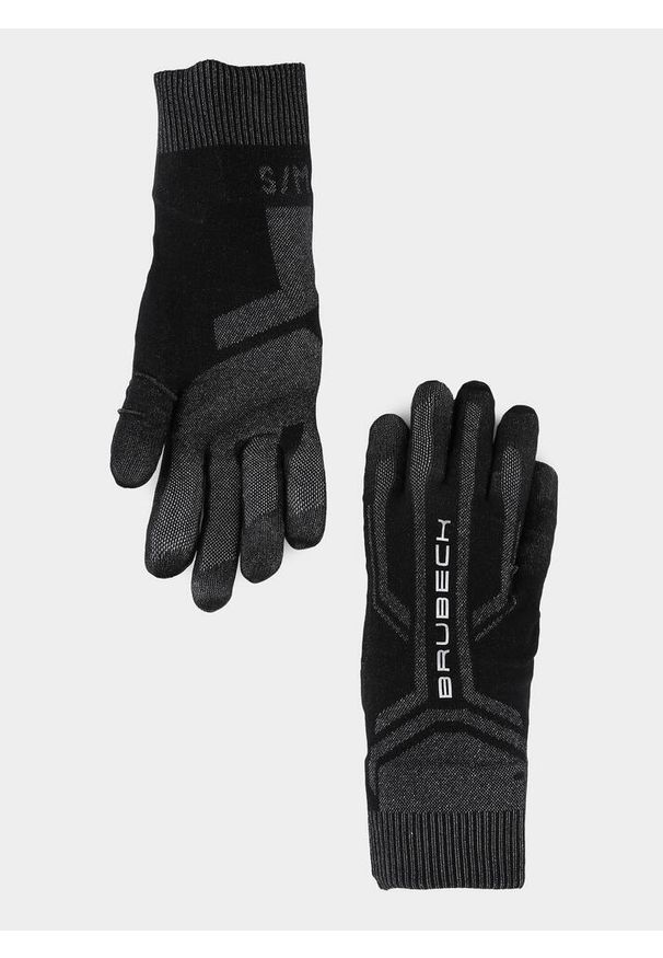 Rękawiczki termoaktywne do biegania unisex Brubeck. Kolor: czarny. Materiał: poliamid, elastan. Sezon: zima. Sport: turystyka piesza