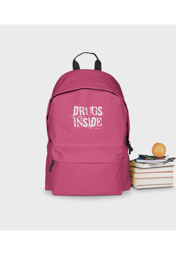 MegaKoszulki - Plecak szkolny Drugs inside - plecak różowy. Kolor: różowy