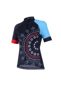 MADANI - Koszulka rowerowa damska madani Folk Motif. Kolor: czarny, wielokolorowy, niebieski