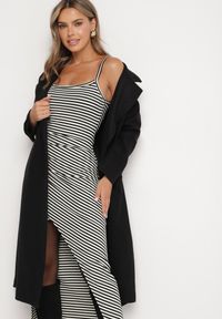 Born2be - Czarno-Biała Bawełniana Sukienka na Ramiączkach o Asymetrycznym Kroju Orisala. Okazja: na co dzień. Kolor: czarny. Materiał: bawełna. Długość rękawa: na ramiączkach. Typ sukienki: asymetryczne. Styl: elegancki, casual #7