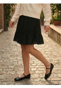 Sinsay - Spódnica mini z falbanką - czarny. Kolor: czarny #1