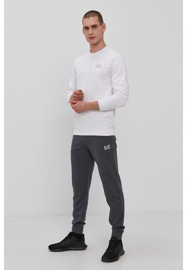 EA7 Emporio Armani Spodnie męskie kolor szary gładkie. Kolor: szary. Wzór: gładki