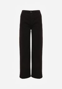 Renee - Czarne Szerokie Spodnie High Waist z Bawełny Rhethyphe. Stan: podwyższony. Kolor: czarny. Materiał: bawełna. Styl: elegancki #7