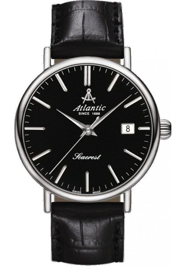 Zegarek Atlantic Męski Seacrest 50354.41.61 Szafirowe szkło czarny. Kolor: niebieski, wielokolorowy, czarny