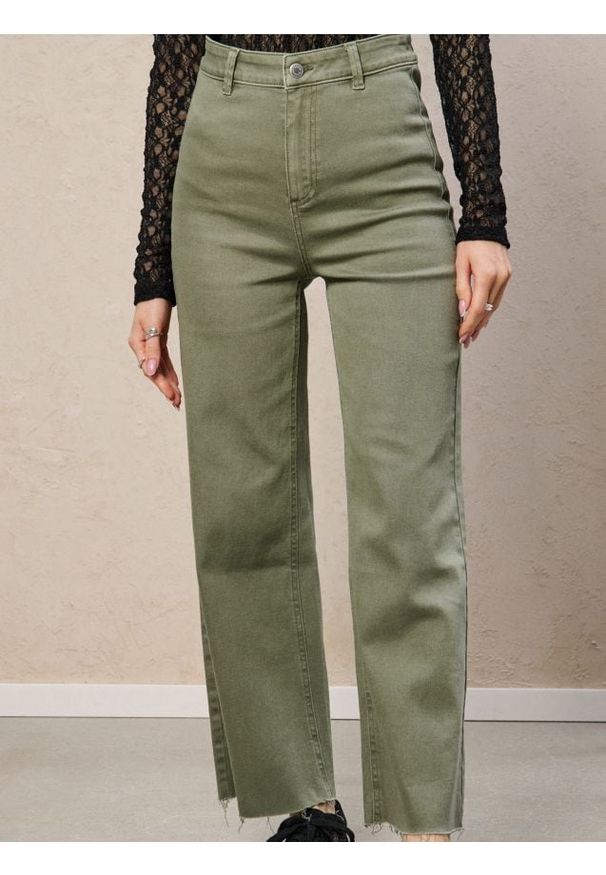 Sinsay - Jeansy culotte - zielony. Kolor: zielony