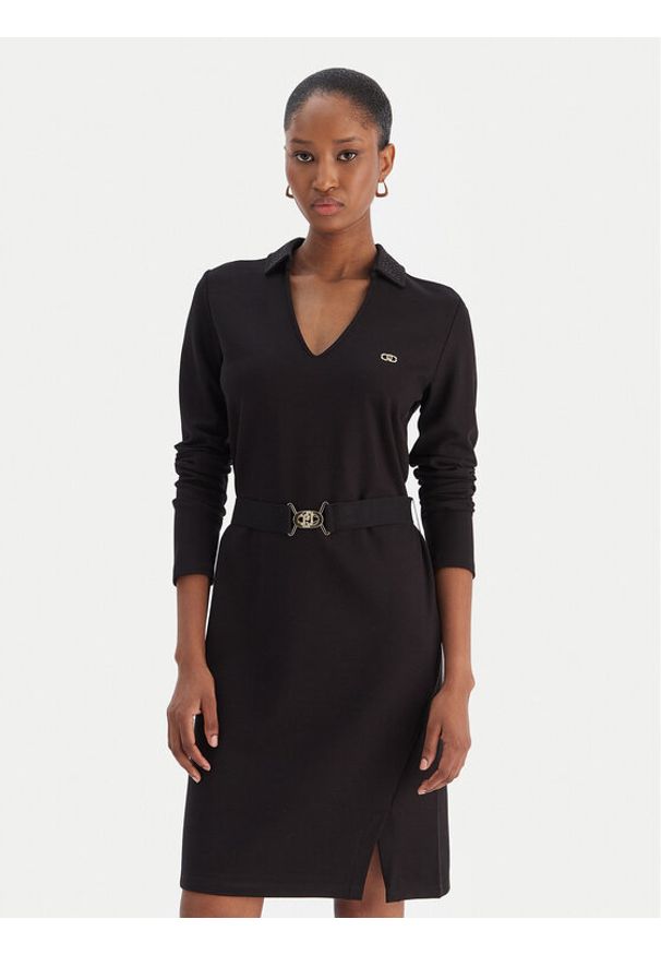 Liu Jo Sukienka codzienna TF5224 JS182 Czarny Regular Fit. Okazja: na co dzień. Kolor: czarny. Materiał: syntetyk. Typ sukienki: proste. Styl: casual