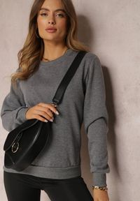 Renee - Ciemnoszara Bluza Diyo. Kolor: szary. Materiał: jeans, polar, materiał. Długość rękawa: długi rękaw. Długość: długie. Wzór: jednolity, prążki. Sezon: jesień, zima. Styl: klasyczny