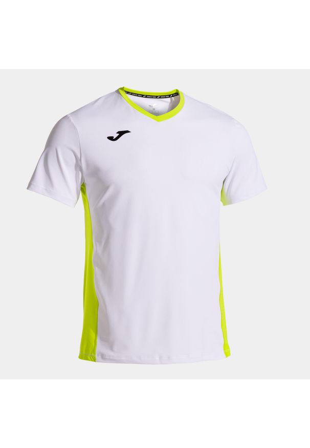 Koszulka treningowa męska Joma Camiseta Manga Corta Court. Kolor: biały, wielokolorowy, zielony. Materiał: poliester. Długość rękawa: krótki rękaw. Długość: krótkie. Sport: tenis
