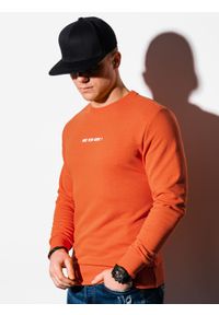 Ombre Clothing - Bluza męska bez kaptura z nadrukiem B1215 - pomarańczowa - XXL. Typ kołnierza: bez kaptura. Kolor: pomarańczowy. Materiał: bawełna, poliester. Wzór: nadruk #5