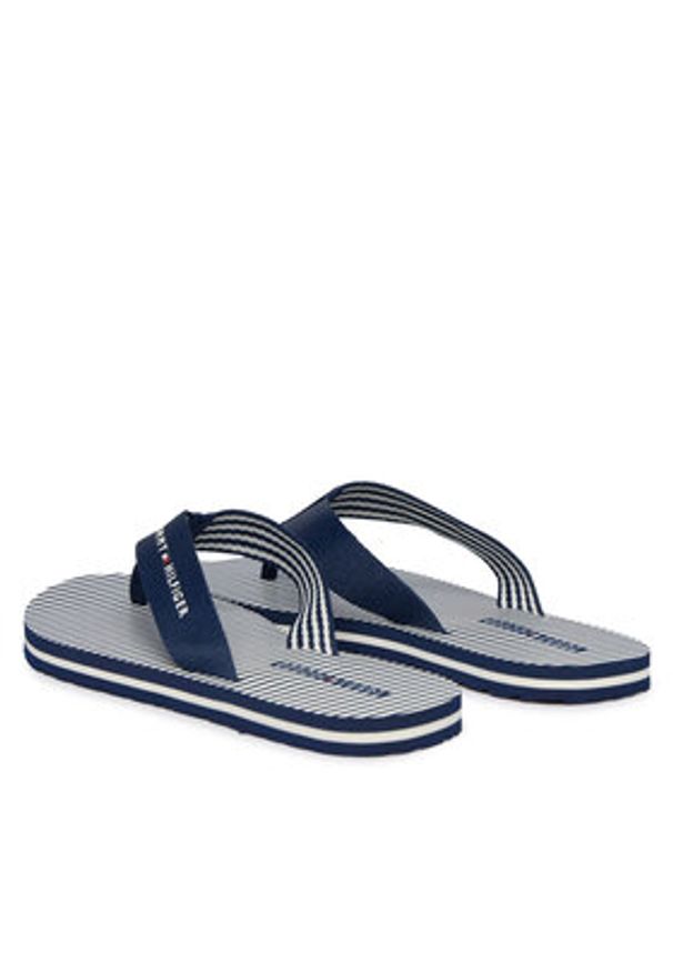TOMMY HILFIGER - Tommy Hilfiger Japonki Th Ithaca Stripe Summer Sandal FW0FW09192 Granatowy. Kolor: niebieski. Materiał: materiał
