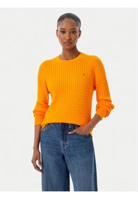 TOMMY HILFIGER - Tommy Hilfiger Sweter Fine WW0WW44993 Pomarańczowy Regular Fit. Kolor: pomarańczowy. Materiał: bawełna #1