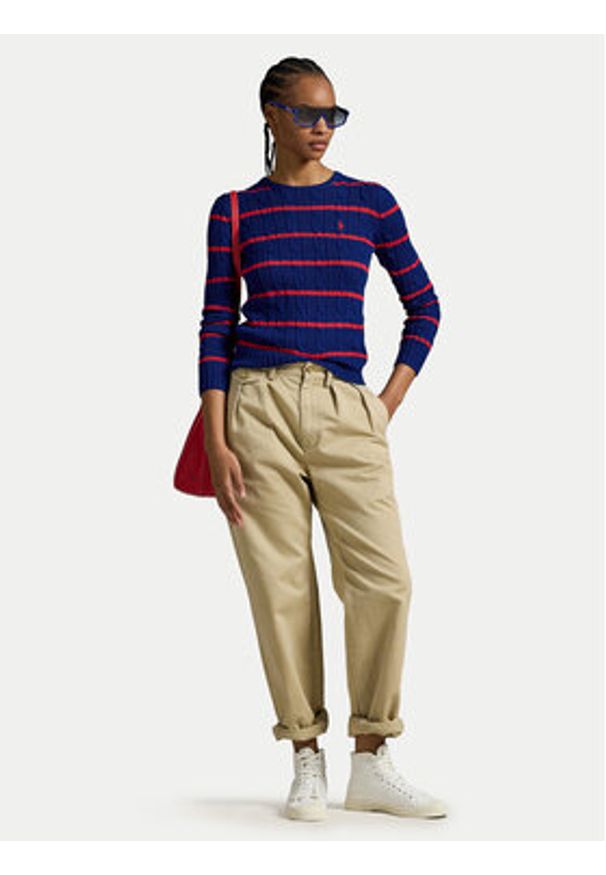 Polo Ralph Lauren Sweter 211972119001 Granatowy Slim Fit. Typ kołnierza: polo. Kolor: niebieski. Materiał: bawełna