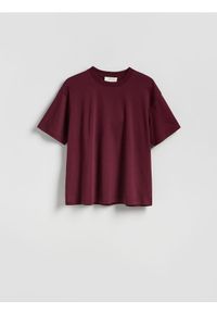Reserved - Bawełniany t-shirt oversize - mahoniowy. Kolor: brązowy. Materiał: bawełna