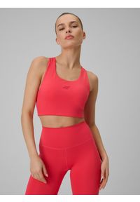 4f - 4F Biustonosz treningowy z niskim wsparciem damski - czerwony S. Kolor: czerwony. Materiał: guma, włókno. Rodzaj stanika: wyciągane miseczki. Sport: fitness, joga i pilates #2