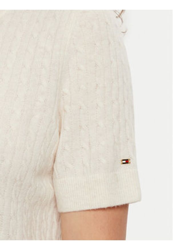 TOMMY HILFIGER - Tommy Hilfiger Kardigan WW0WW43958 Écru Regular Fit. Materiał: wełna