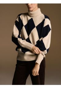 Reserved - Wełniany golf w romby - wielobarwny. Typ kołnierza: golf. Materiał: wełna #1