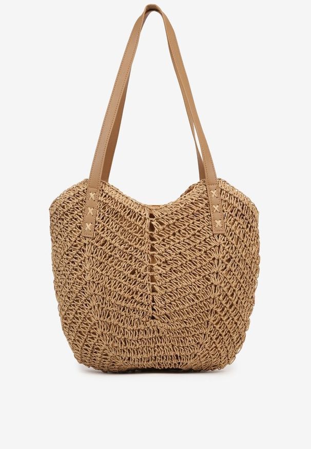 Born2be - Ciemnobeżowa Torebka na Ramię z Plecionki w Stylu Boho Liramirae. Kolor: beżowy. Sezon: lato. Styl: boho. Rodzaj torebki: na ramię