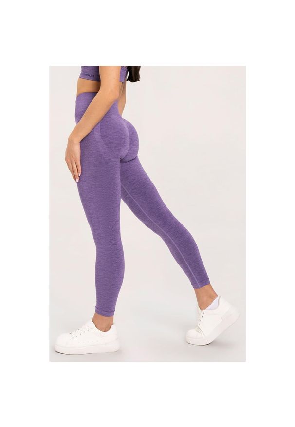 GYM GLAMOUR - Legginsy fitness damskie Gym Glamour seamless push up. Kolor: fioletowy. Sport: fitness