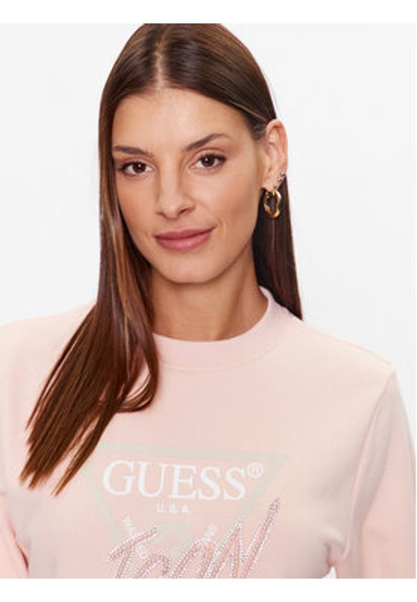 Guess Bluza W3YQ01 KB683 Różowy Regular Fit. Kolor: różowy. Materiał: bawełna