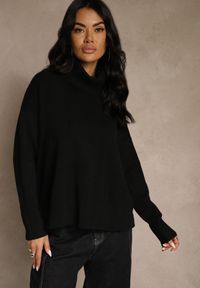 Renee - Czarny Casualowy Golf Tusara. Okazja: na co dzień. Typ kołnierza: golf. Kolor: czarny. Materiał: jeans. Styl: casual #1