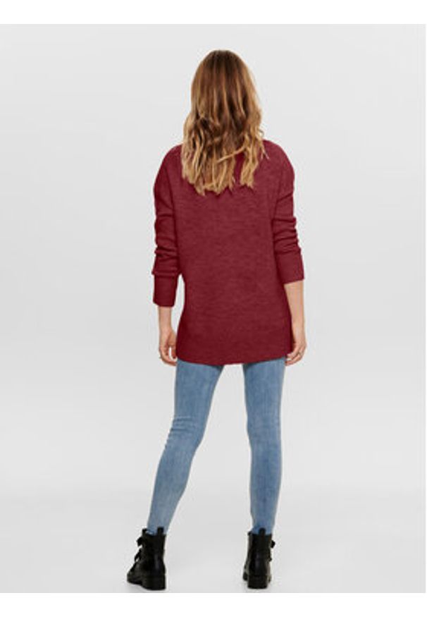 only - ONLY Sweter 15173800 Bordowy Regular Fit. Kolor: czerwony. Materiał: syntetyk