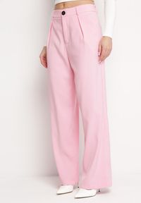 Born2be - Różowe Spodnie w Garniturowym Stylu z Wysokim Stanem Glorda. Stan: podwyższony. Kolor: różowy. Styl: elegancki