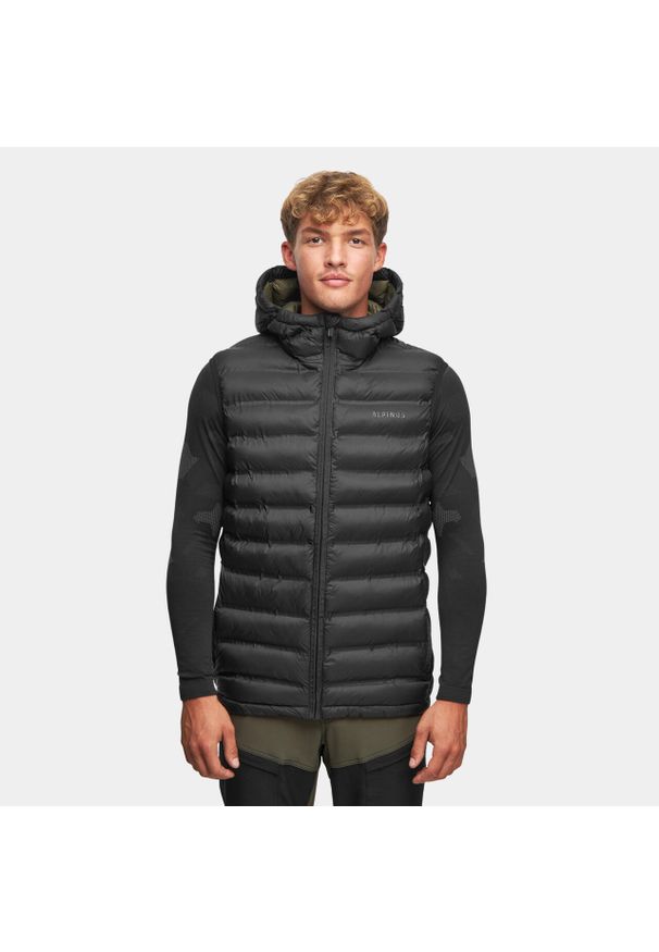 Kamizelka z kapturem męska Alpinus Artos. Typ kołnierza: kaptur. Kolor: czarny. Materiał: puch. Sport: turystyka piesza