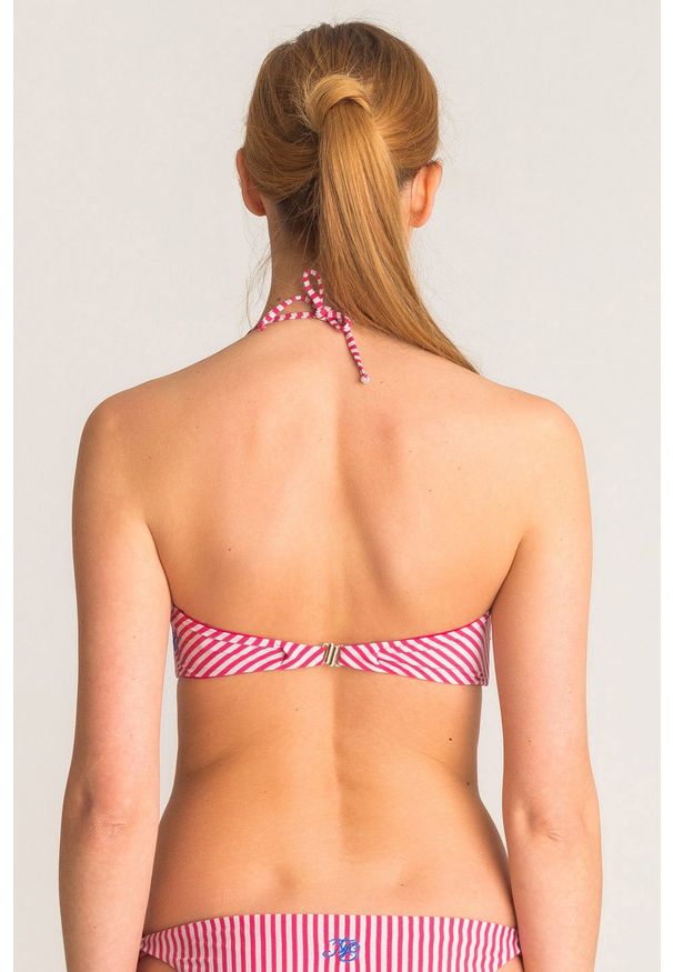 Różowo-srebrna góra od bikini Twinset U&B w paski. Kolor: srebrny, wielokolorowy, różowy. Wzór: paski