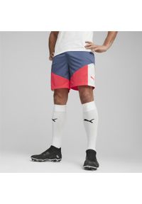 Spodenki Puma Individualcup Shorts, Mężczyźni. Kolor: niebieski, wielokolorowy. Materiał: materiał, poliester