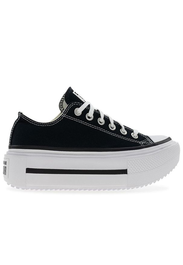 Buty damskie Converse Chuck Taylor All Star Lift Double Stack Platform A15490C - czarne. Kolor: czarny. Materiał: guma. Szerokość cholewki: normalna. Obcas: na platformie. Model: Converse All Star
